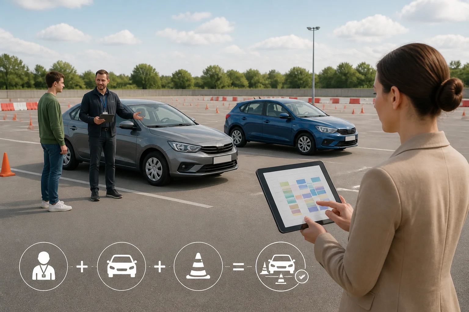 Автошкола согласует инструктора, ученика и подходящий автомобиль
